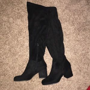 Basic black over the knee heeled boots